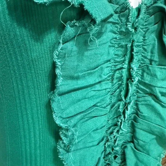 Pilcro Emerald Ruffle-Front Ribbed Tank - Picture 2 of 4